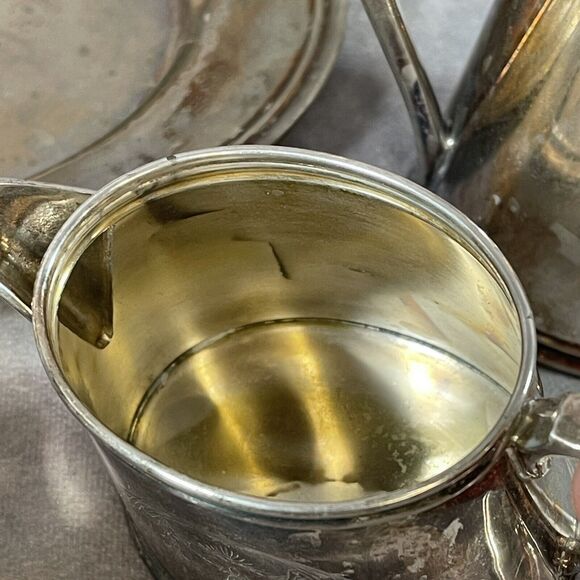 VINTAGE CONTINENTAL SILVER CO. Tea Set W/ TRAY cream Sugar 751 Ultraplate - Picture 6 of 12